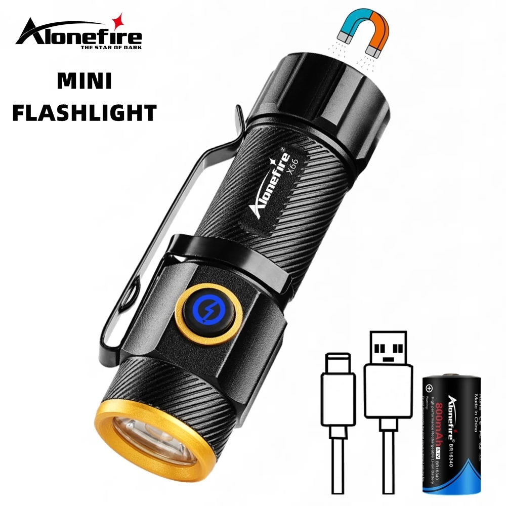 Mini Flashlight High power LED Palm Light Usb Rechargeable Pocket Outdoor Hiking Travel Home Magnet Work lamp Gift Small Torch