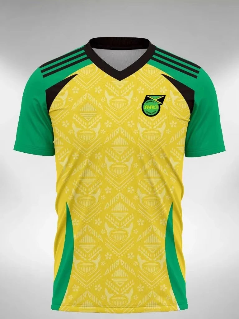 Nouvel été hommes nouveau maillot de football Jamaïque Sport de plein air lâche séchage rapide à manches courtes entraînement décontracté fitness vêtement haut