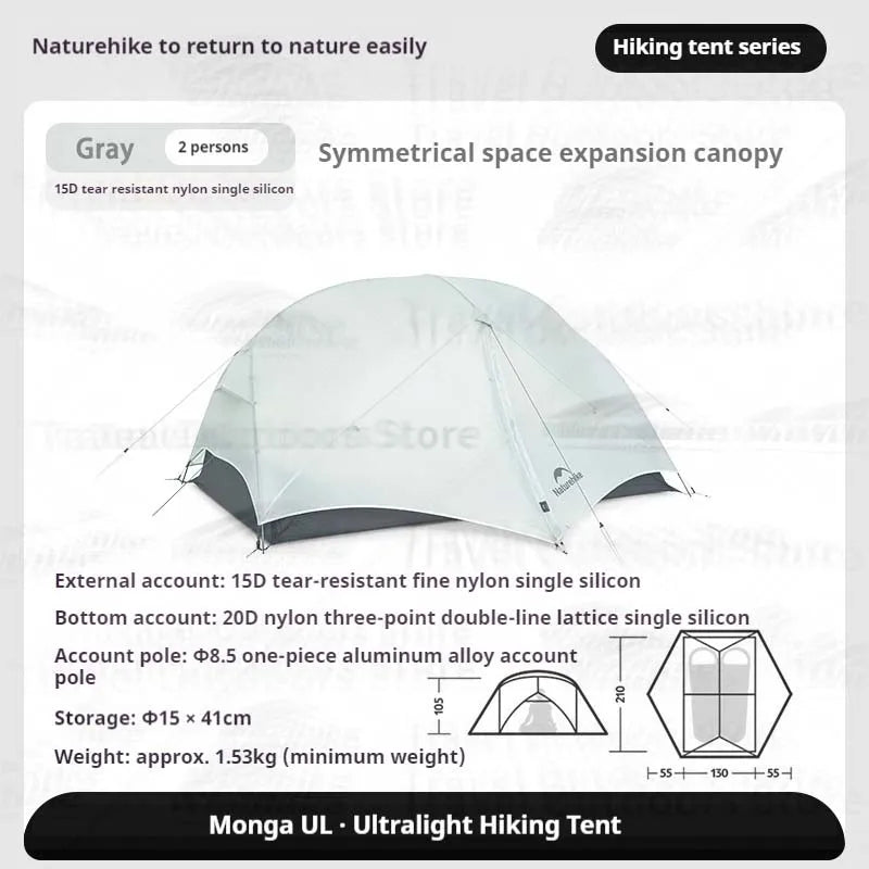 Naturehike Mongar UL BASE PRO 123 People Tent Trekking Backpacking Shelter Tent 20D Nylon Waterproof Ultralight Outdoor Camping