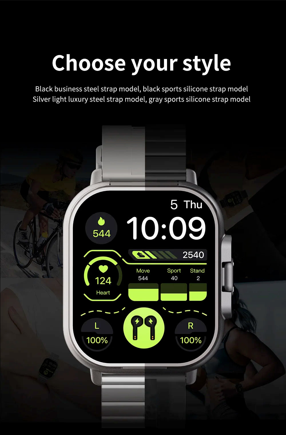 TWS Earphone Smartwatch 2.01" Headset 2-in-1 Smartwatch BT-Anruf Bluetooth Kopfhörer Uhren Herzfrequenz Sport Fitness Armband