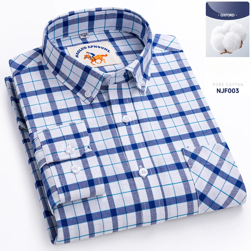 Chemises Oxford à manches longues en 100 % coton pour homme, grandes tailles 8XL, coupe ajustée, unies ou rayées, pour le bureau, couleur blanche, tenues professionnelles