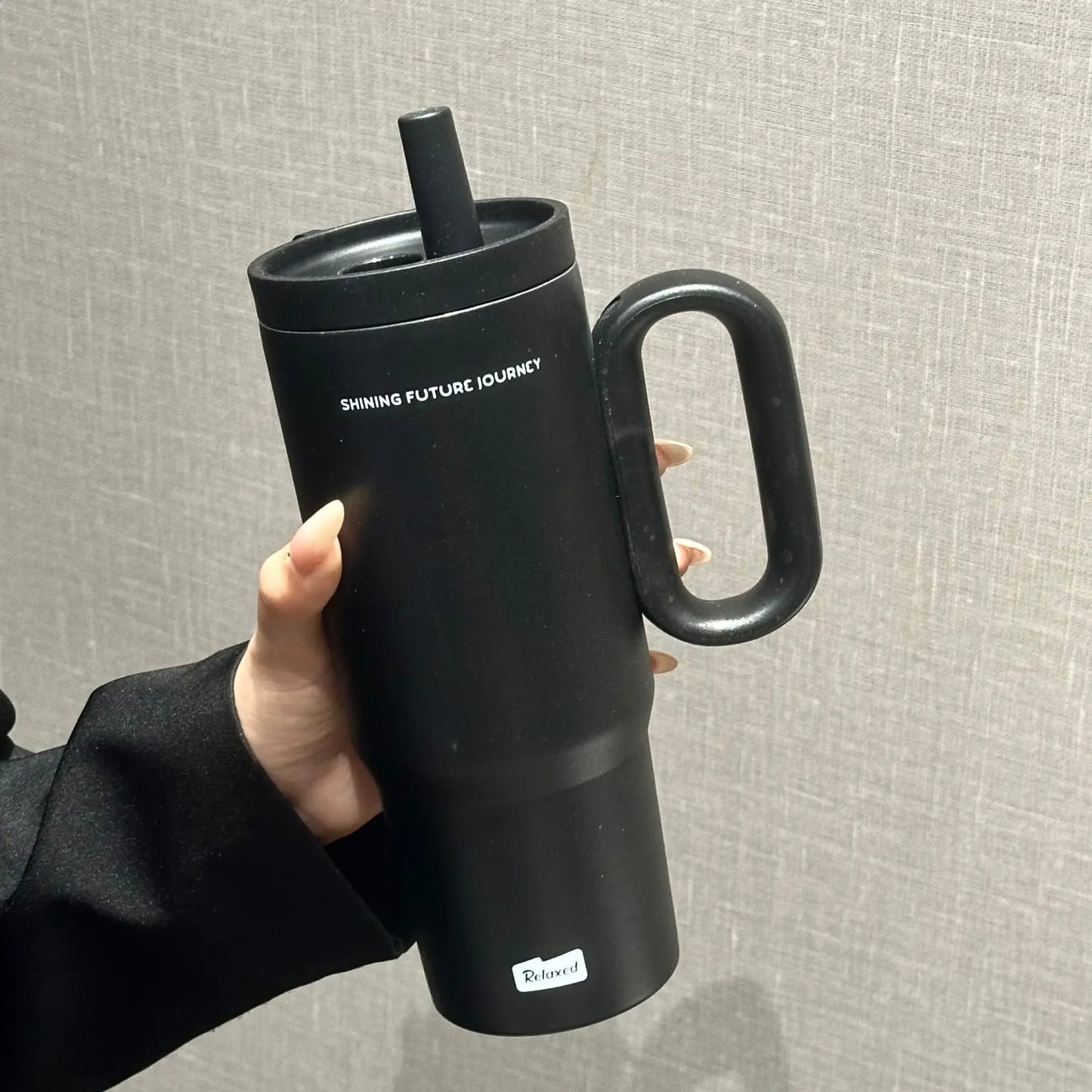 Gobelet isotherme en acier inoxydable 720 ML avec paille et anse, tasse isotherme sous vide pour café glacé, bouteille d'eau portable pour voiture et extérieur