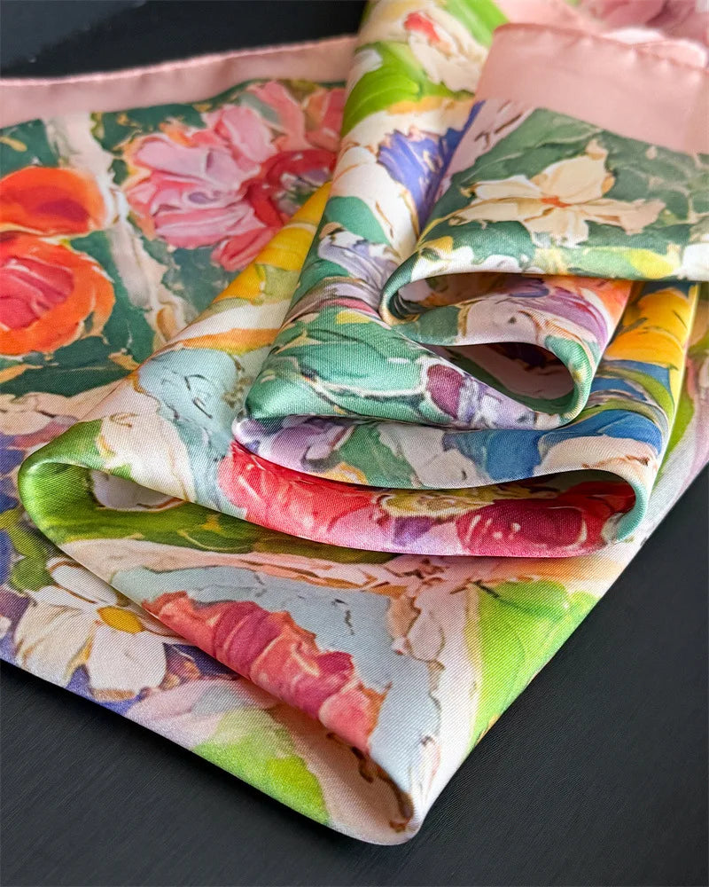 70*70cm Square Silk Scarves Women Hijab Shawls Abaya Women Veil Islamic Turban Femme Head Scarf Foulard Bandana Beach Pareo 2025