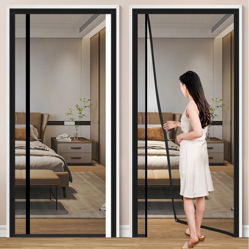 DTGJ Magnetic Door Screen,Black Side Door Magnetic Mosquito Net,Insect Proof Flight,Summer and Kitchen Indoor Invisible Net