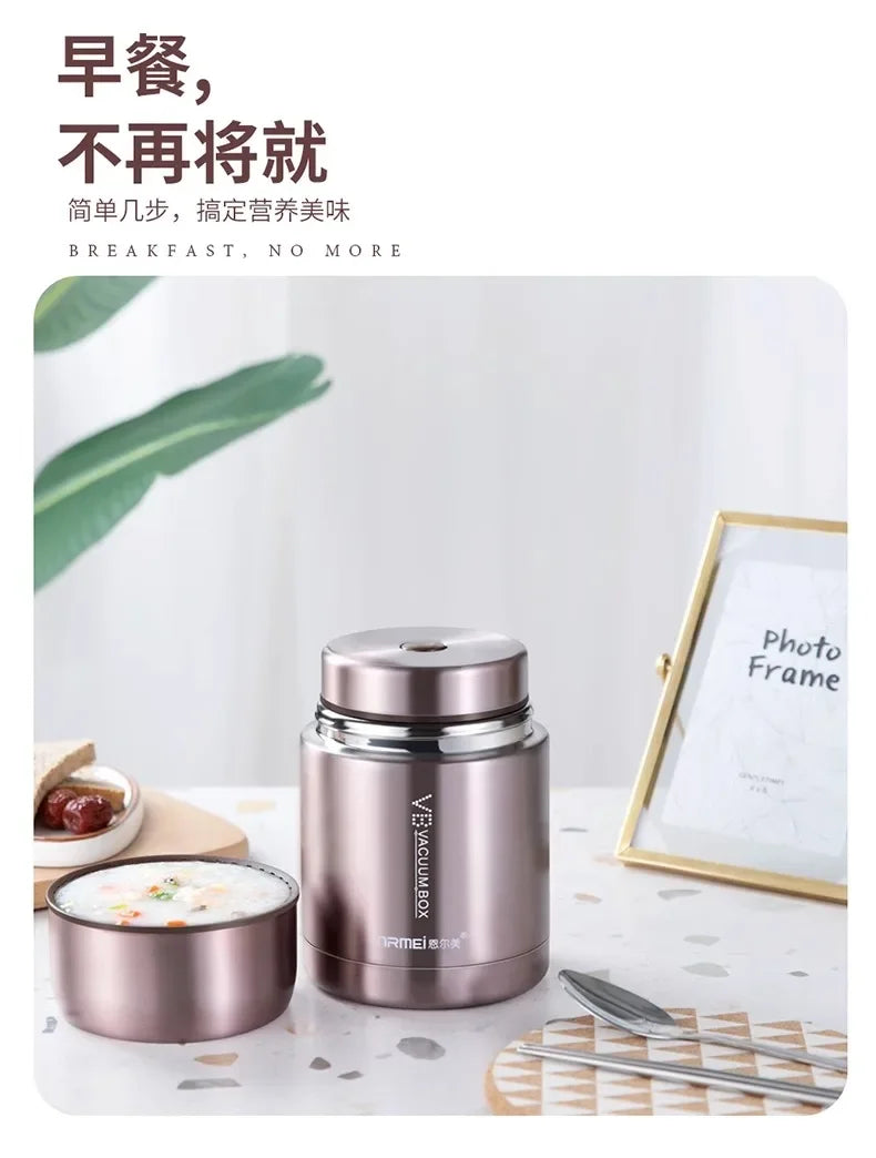 Thermos alimentaire 600/800/1000 ml, pot alimentaire isotherme sous vide en acier inoxydable 316 avec cuillère, boîte à lunch pour enfant avec sac de transport isotherme