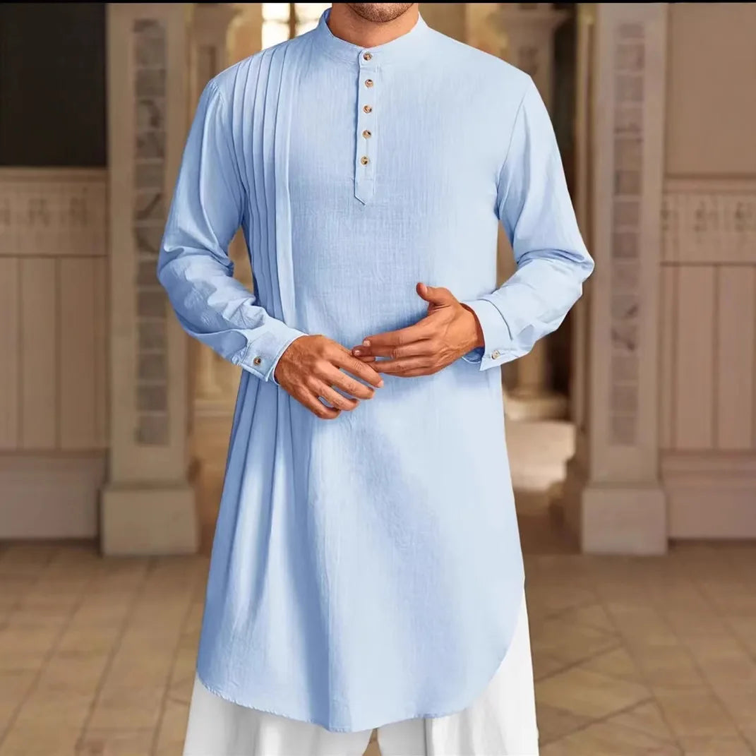 Chemise musulmane ample en coton pour homme du Moyen-Orient, arabe, malaisien, nouveauté 2025