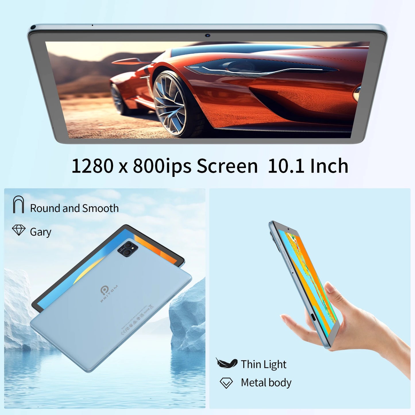 PRITOM TAB11 Android 15 Tablet 10 Zoll, 8GB(4+4 erweiterbar) RAM + 128GB ROM, Octa-Core, 5G WiFi, mit Tastatur, Maus, Hülle