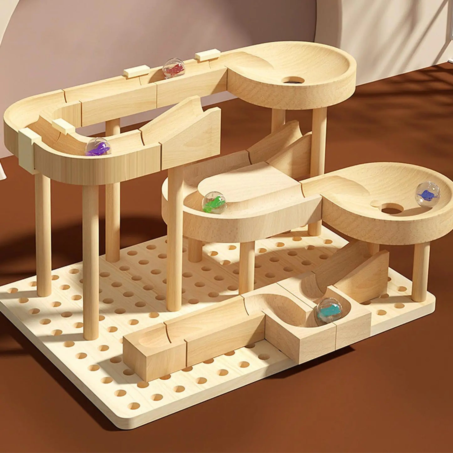 Holzmurmel-Labyrinth Rennbahn Spiel STEM Lernspielzeug für Kinder Lern-Puzzle-Brettspiel für Jungen Mädchen Geburtstagsgeschenke