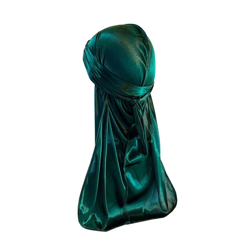 1-4Pcs New Silk Plus (High-Density) Durag Bandana Turban Hat Men Breathable Long Tail Doo Rag for men Durags Pirate Hat Headband