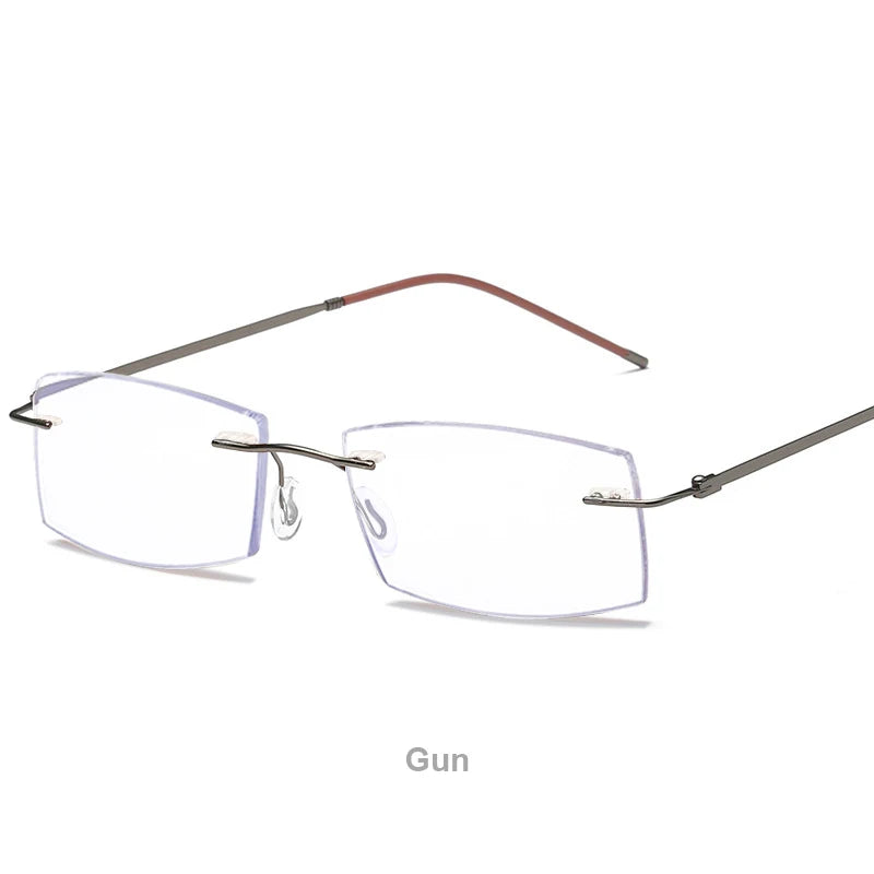 Lunettes de lecture anti-lumière bleue pour femmes, monture sans bords à découpe diamantée, pour hommes, anti-fatigue, hypermétropie, presbytie +1,5