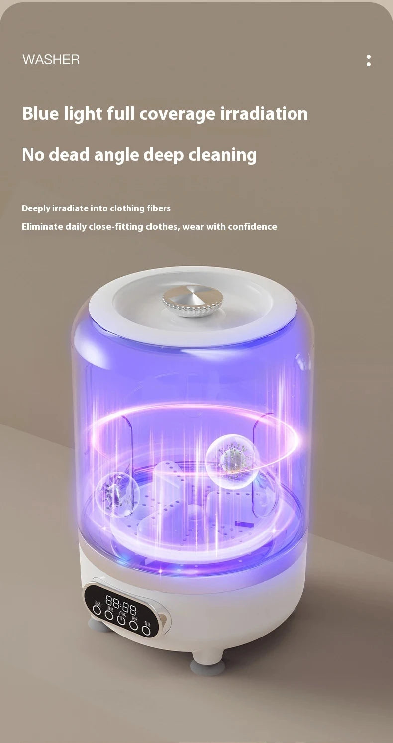 Mini turbo washing machine fully automatic small USB charging portable sock and underwear specific washing dehydrate machine