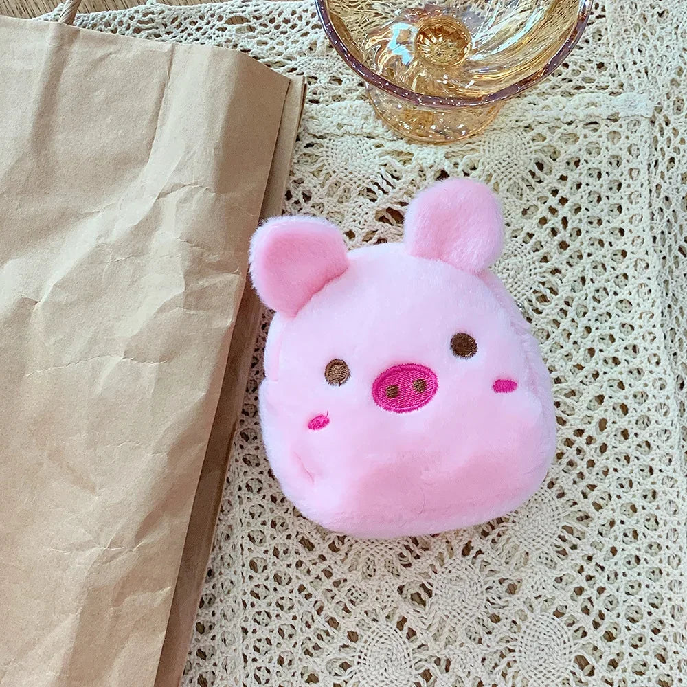 Cartoon Süße Schweinchen Geldbörse Kawaii Portemonnaie Weiche Plüsch Münztasche Schlüssel Kopfhörer Münz-Organizer Beutel Reißverschlusstasche Kindergeschenk