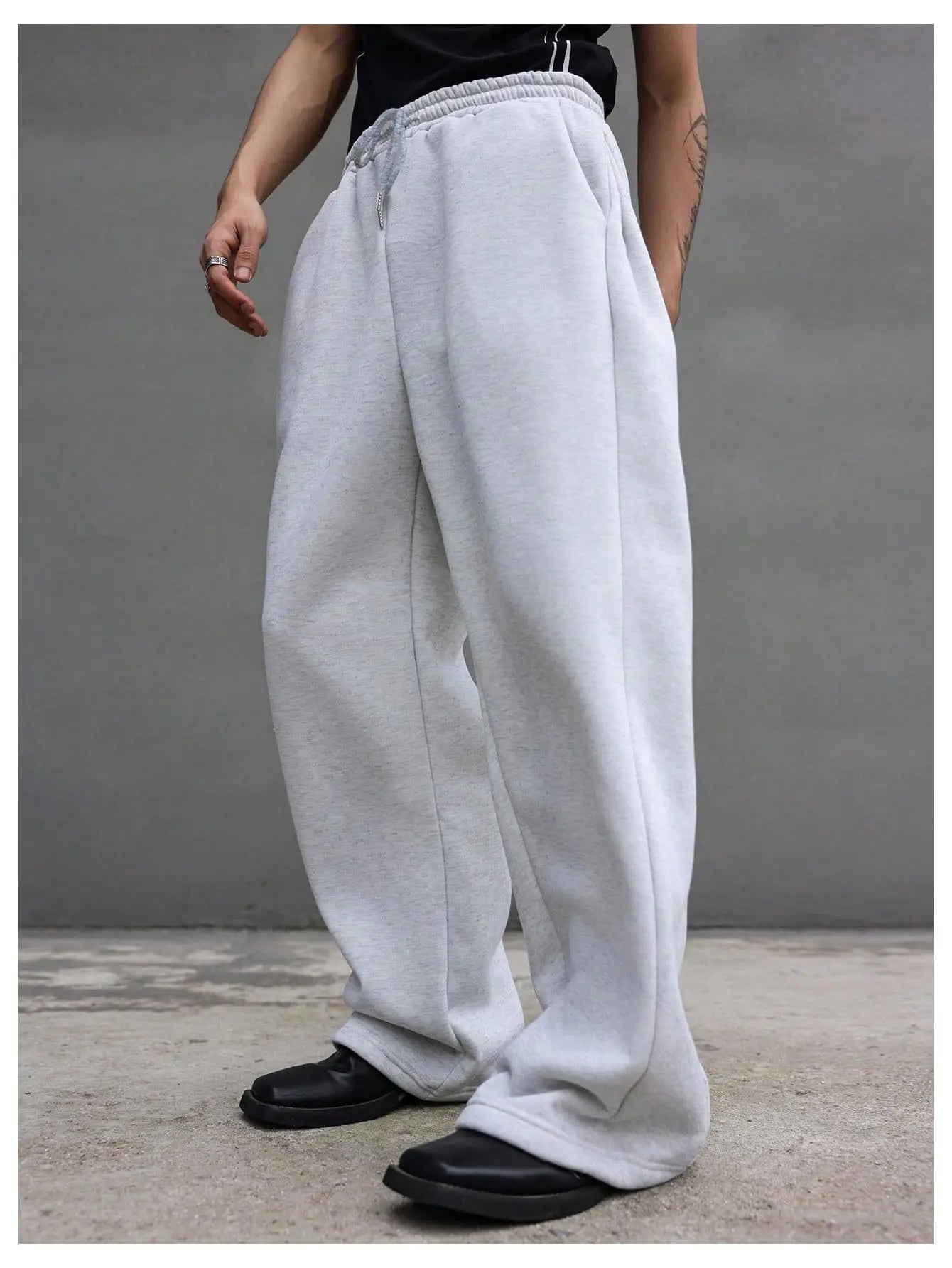 Pantalon de survêtement large Y2K Harajuku pour femmes, streetwear, ample, surdimensionné, gris, de sport, taille haute, avec cordon de serrage, décontracté