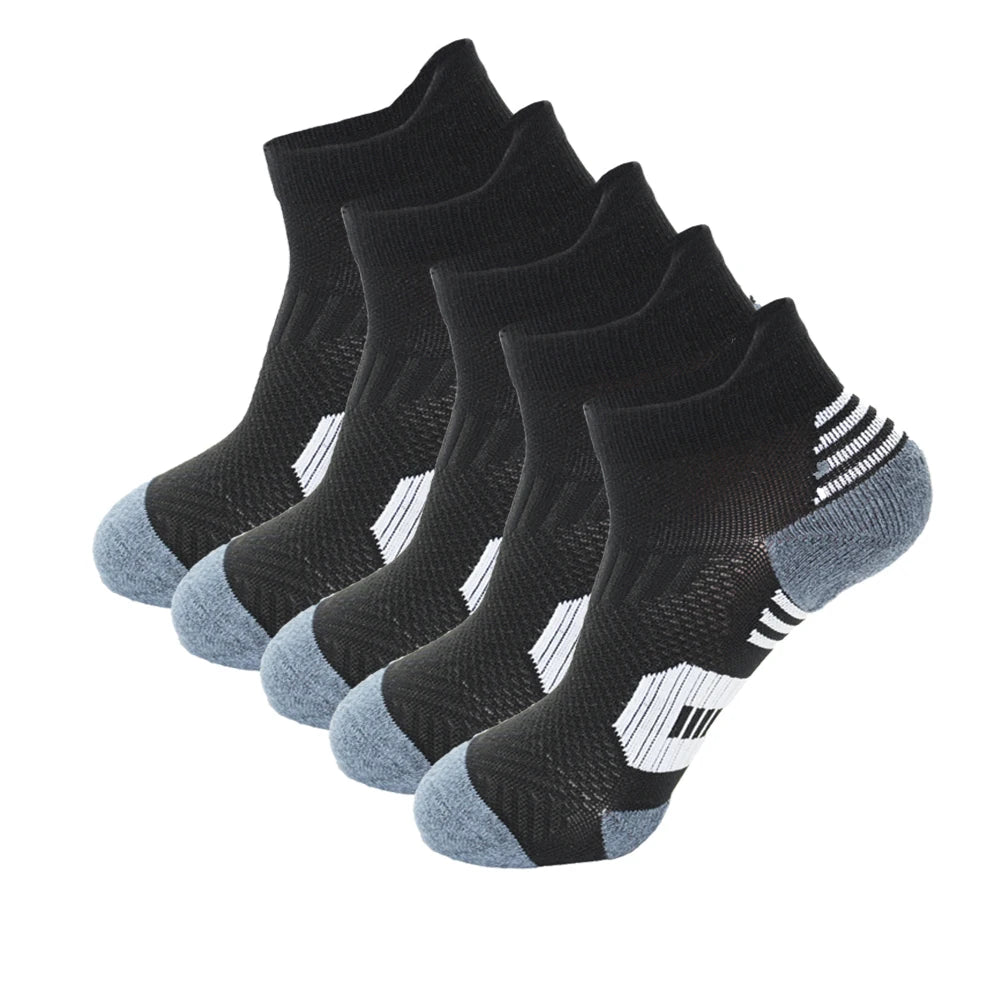 5 Paar neue Herrensocken, Frühling, knöchelhoch, dick gestrickt, Sportsocken, Outdoor, Fitness, atmungsaktiv, schnell trocknend, strapazierfähig, kurze Laufsocken