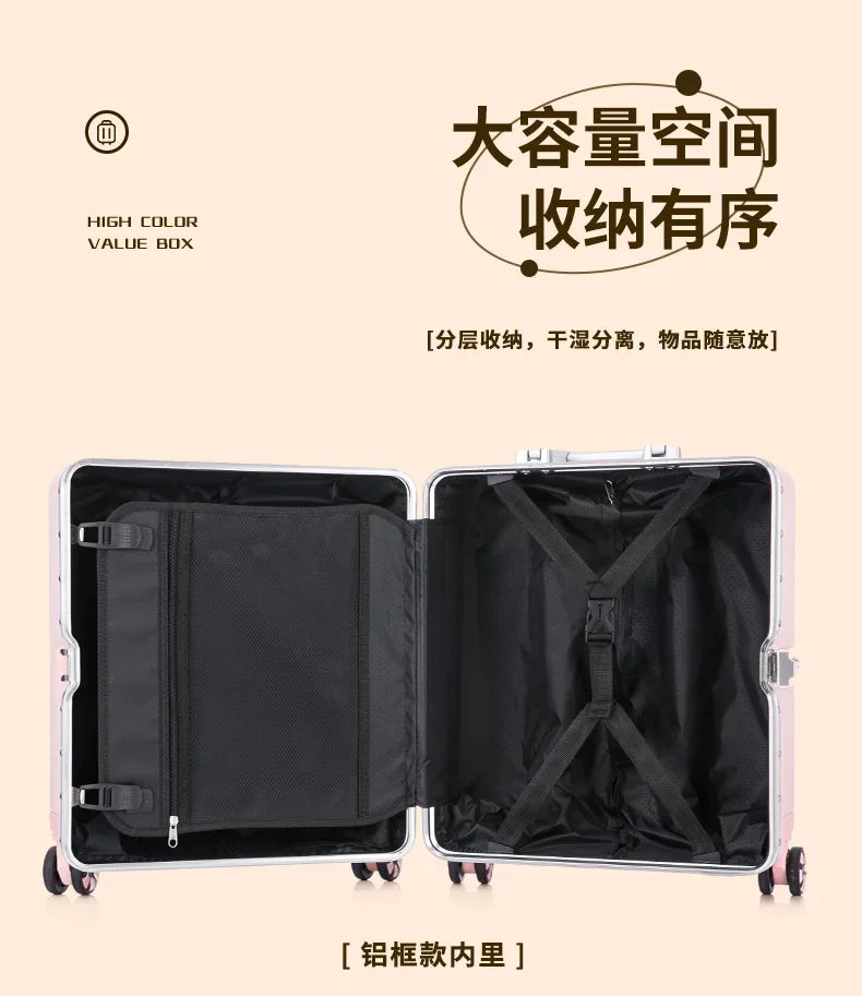 Nouvelle valise trolley universelle à roulettes 18 pouces 2024, sac de maquillage cabine pour hommes et femmes