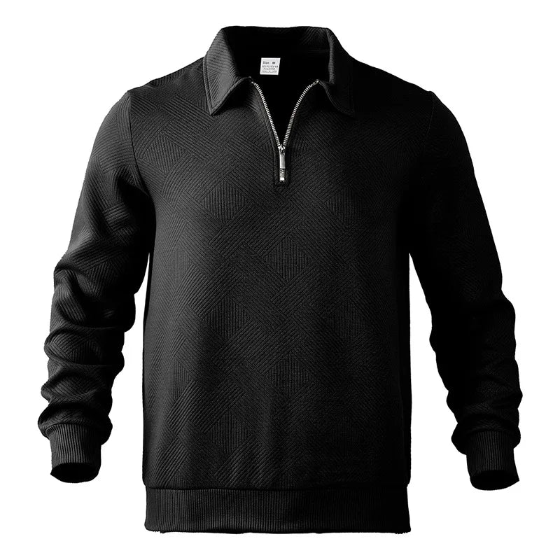 24 grenzüberschreitendes beliebtes Herbst-Langarm-Revers-Reißverschluss-Herren-Freizeit-Poloshirt
