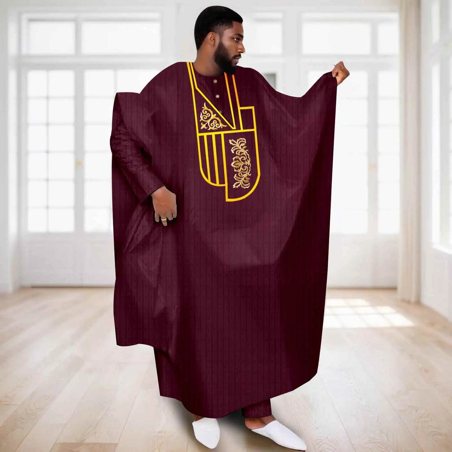 APTX Afrikanische Kleidung für Herren Muslimischer Kaftan Weiß Traditionelle Hochzeit Party Anzug Hemd Hose 3-teiliges Set Dashiki Agbada Ramadan 2516047