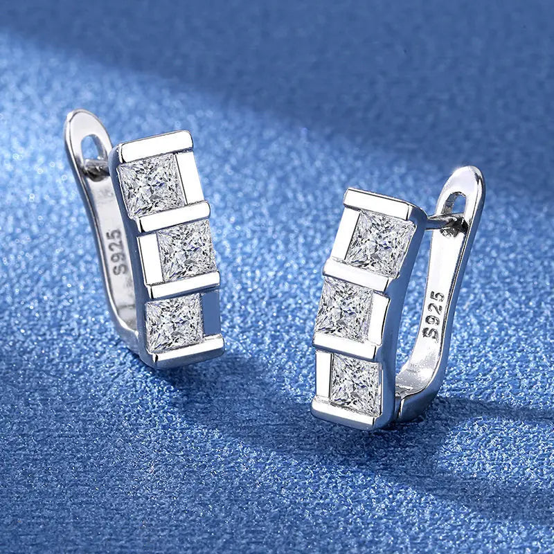 Ohrringe aus 925er Sterlingsilber, Schmuck, hochwertige Retro-Ohrringe mit einfachem Muster, lila-weiße Zirkon-Ohrringe, Bestseller