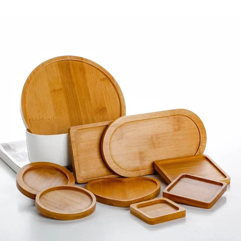 Multi Bambus Tablett Holzuntersetzer Blumentopfuntersetzer Tassenuntersetzer Untersetzer Teller Küchen Deko Teller Kreativer Untersetzer Kaffeetassenmatte