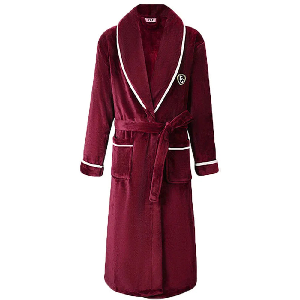 Peignoir Homme Polaire Épais Chaud Coral Fleece Flanelle Vêtement de Nuit Robe de Chambre Lingerie D'intérieur Vêtement D'intérieur Ample Peignoir