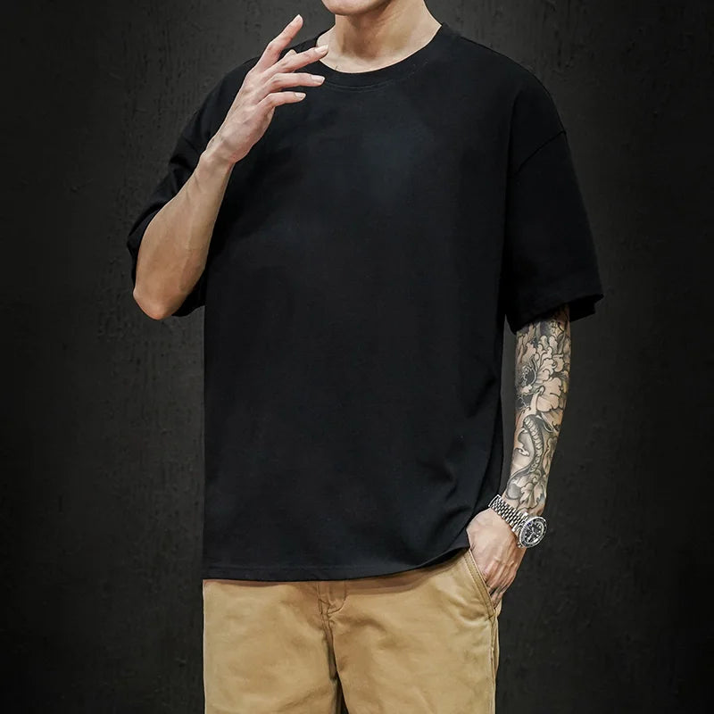LEGIBLE 2025 Sommer Herren T-Shirt Lässiges lockeres Baumwoll-Kurzarm-T-Shirt Herren Oberteil T-Shirt Herren