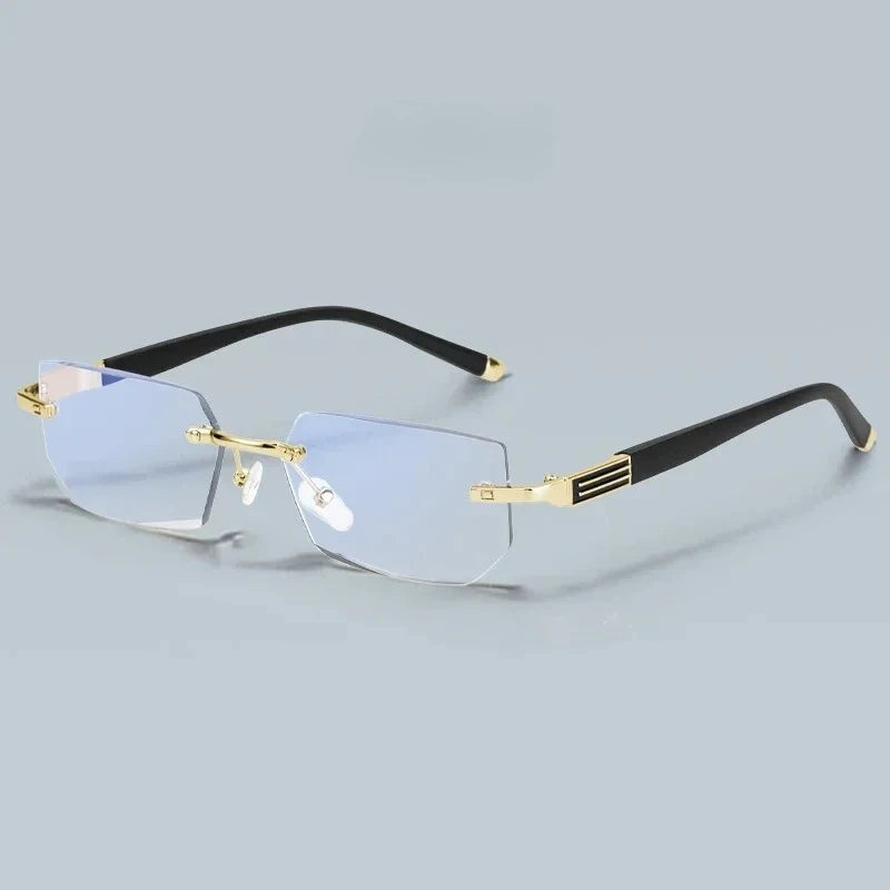 Herren quadratische Lesebrille Business HD-Gläser Randlose Brille Damen Trendige Presbyopie Korrektionsbrille +1.0 bis +4.0