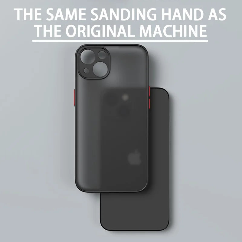 Shockproof Armor Matte Case For iPhone 14 13 12 11 Pro Max XR XS X 6 7 8 Plus SE Mini Silicone Bumper Clear Hard PC Cover Capa