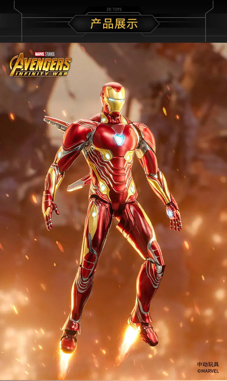 ZDTDS Original 1/5 36CM Iron Man MK50 MK3 LED-Beleuchtung 10-jähriges Jubiläum Tony Stark Modell Actionfigur Geschenk