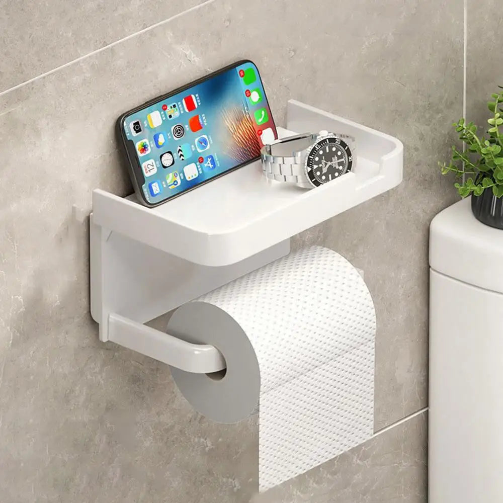 Boîte à Mouchoirs Salle de Bain Étagère Rangement Domestique Support Papier Toilette Salle de Bain Organisateur de Toilette Boîte à Mouchoirs Murale Sans Perçage