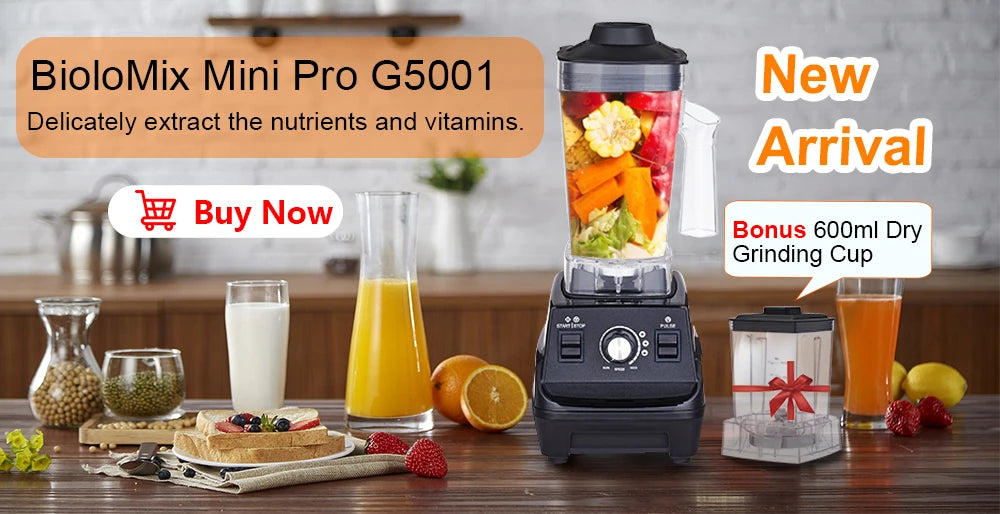 BioloMix BPA Free 2L Jar 2200W Professional Smart Timer Pre-programed Blender Mixer Juicer Food Processor Ice Smoothies Crusher