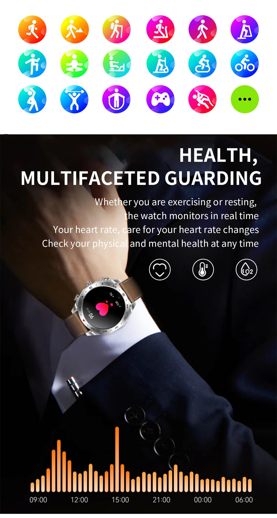 LIGE Avec écouteurs Bluetooth Casque Smartwatch Femme Moniteur d'activité Montre de sport Homme Étanche Montre intelligente Écran AMOLED