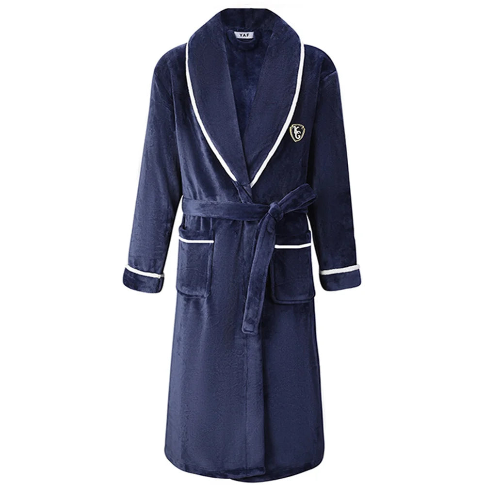 Peignoir Homme Polaire Épais Chaud Coral Fleece Flanelle Vêtement de Nuit Robe de Chambre Lingerie D'intérieur Vêtement D'intérieur Ample Peignoir