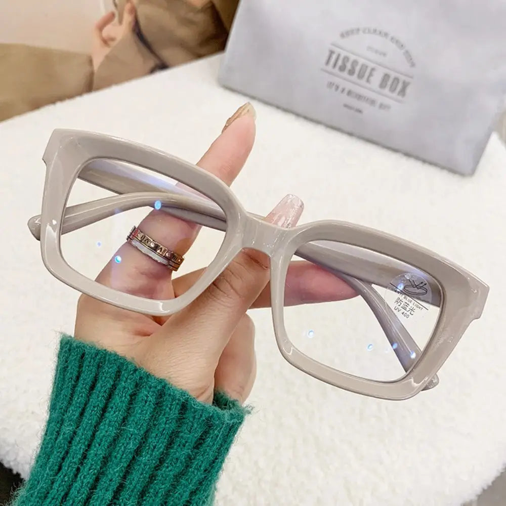 Neue oversized quadratische Brille, Anti-Blaulicht-Brille, große Rahmen, Myopie-Brille, Brille mit flachem Licht, transparente Brille