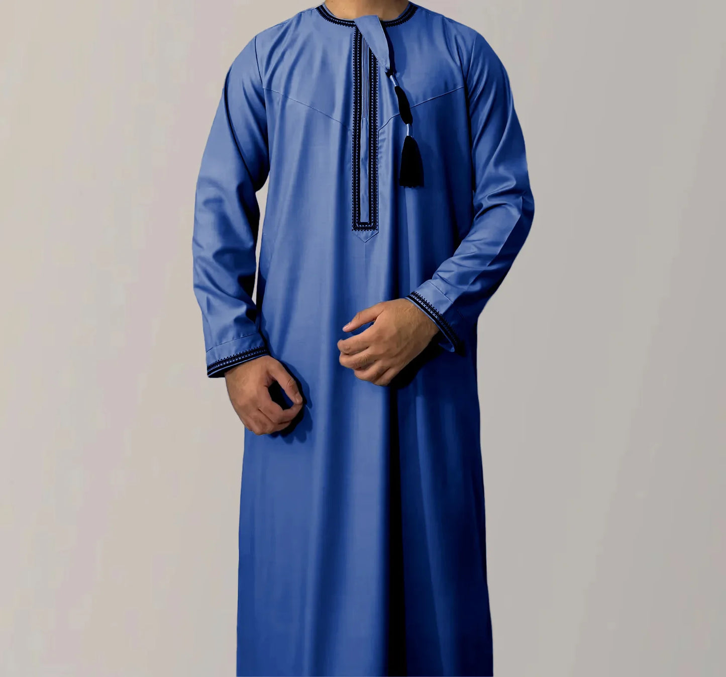 Nouvelle robe longue à manches longues pour hommes musulmans Abaya Daffah Jubba Thobe Pakistan Arabie Saoudite Caftan Islamique Vêtement de prière Afghane