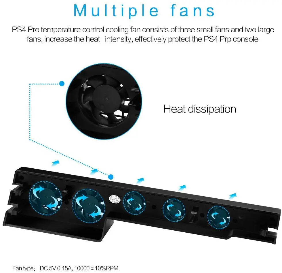 Ventilateur de refroidissement Refroidisseur DC 5V pour console de jeu Sony PS4 Pro Slim Playstation Play Station PS 4 Réfrigérateur USB Ventilateur Portable