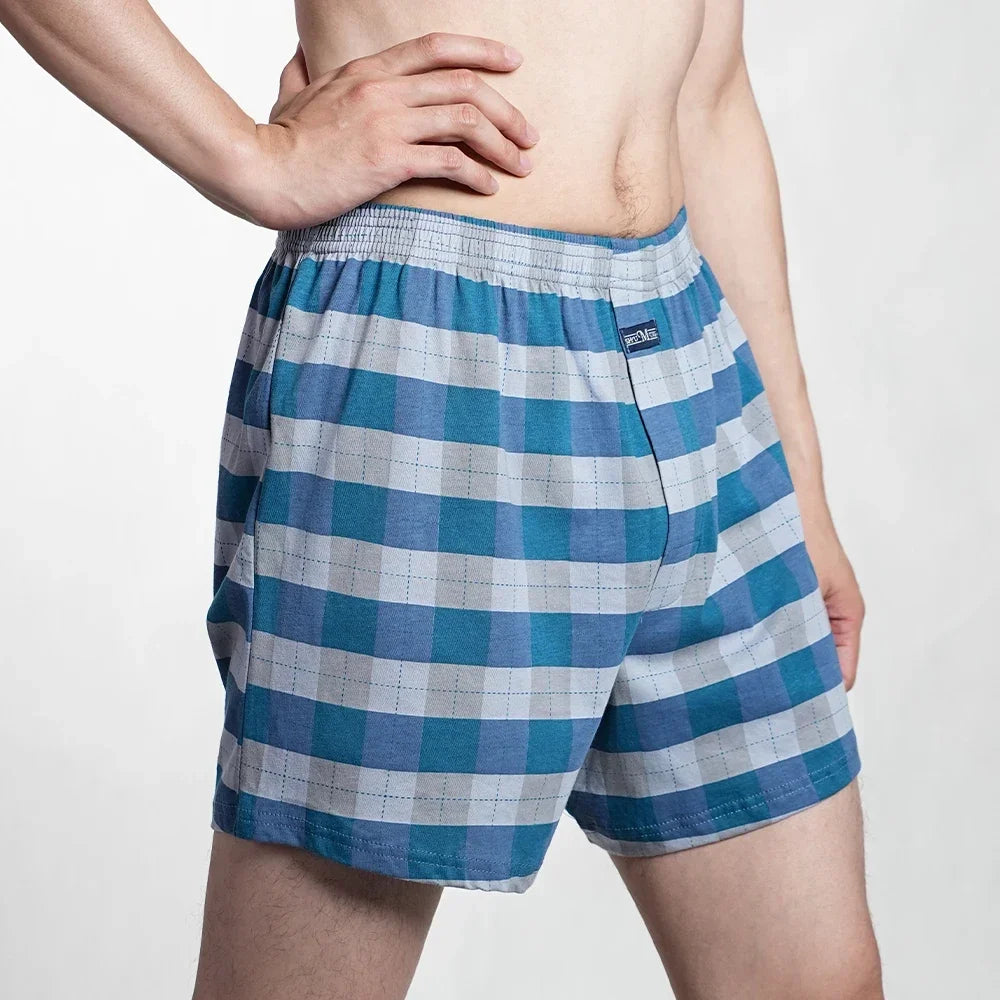 Herren reine Baumwolle Boxershorts Unterwäsche Hohe Taille Große Unterhose Lässiges Karo Übergröße Aro-Hose Pyjamahose für Zuhause M-3XL