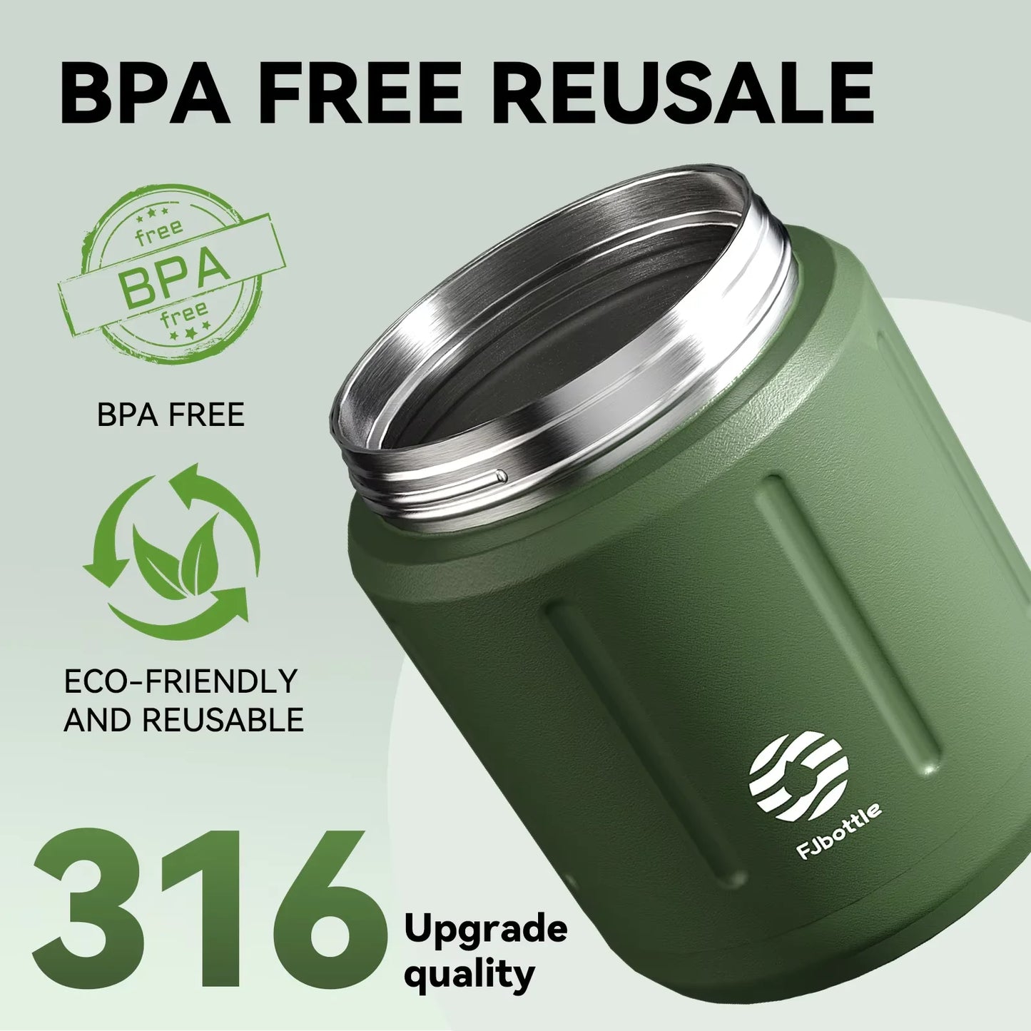Fjbottle Thermos Alimentaire 500ml, Pot Alimentaire Isotherme en Acier Inoxydable 316 avec Cuillère, Boîte à Déjeuner pour Enfants