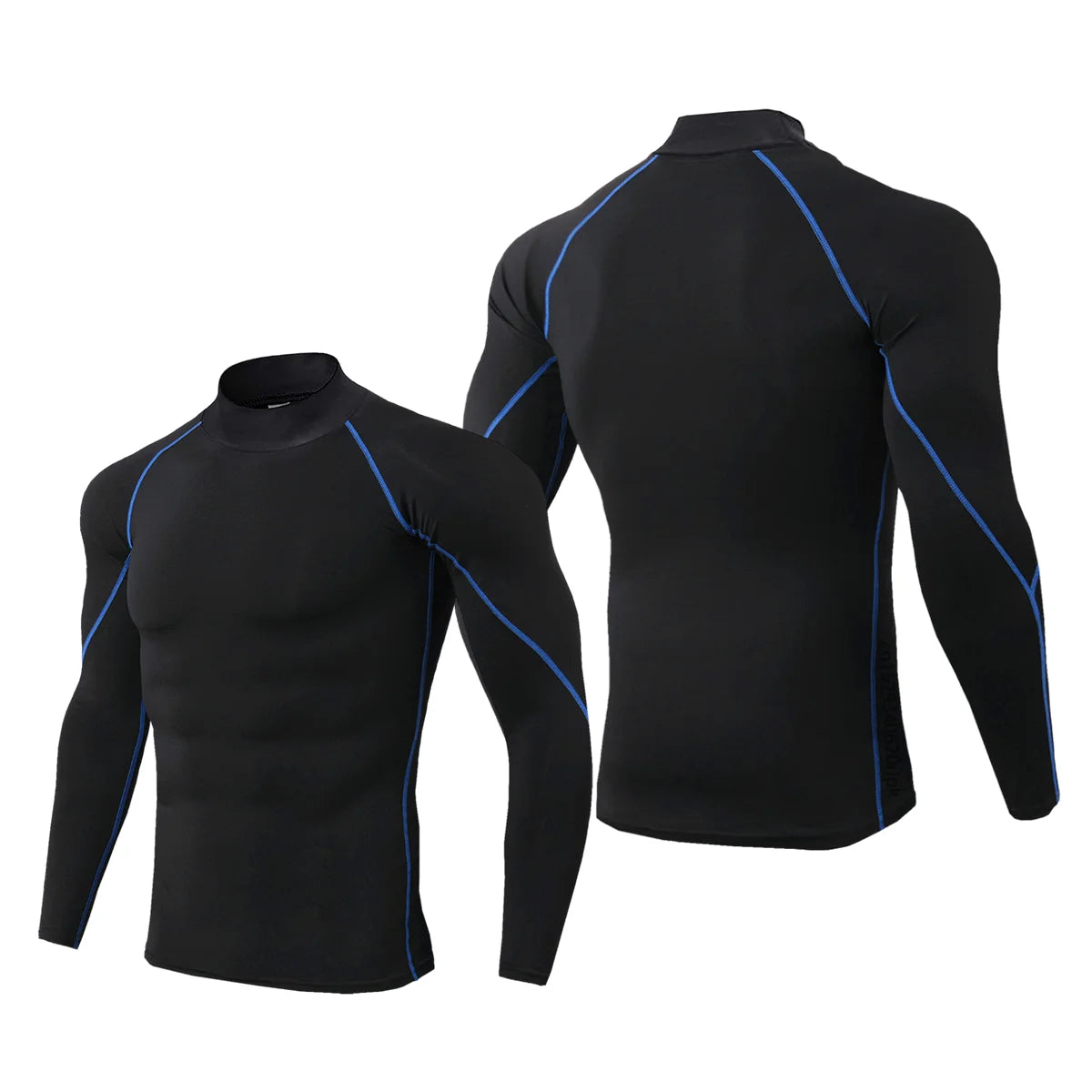 Sport T-Shirt Herren Kompressions Laufshirt Elastisches Langarm Fitness Sport-Top Gym Workout Unterhemd Sportbekleidung