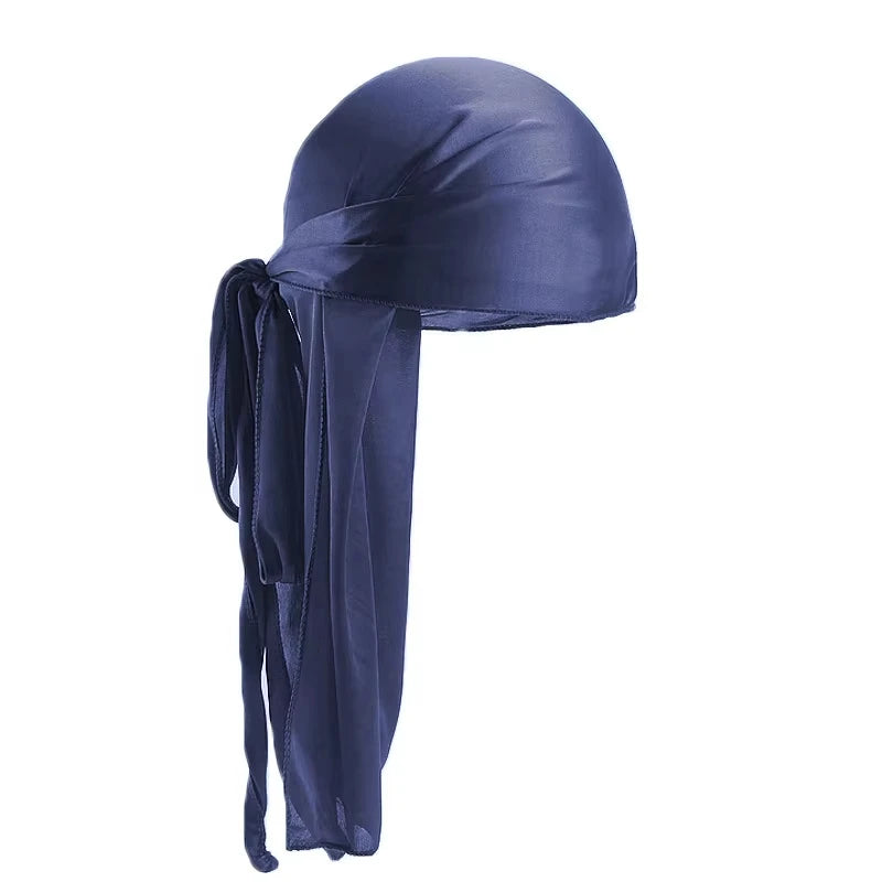 Unisex Seidiger Langschwanz-Durag Piratenhut Turban Modische Kopftücher Mütze Bandana Damen Herren Kopfbedeckungen Kappen Hijab Haarschmuck