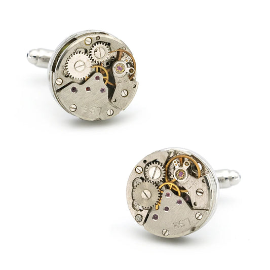 Men's Cufflinks Watch Movement Design Silver Color Quality Copper Cuff Links Wholesale&retail