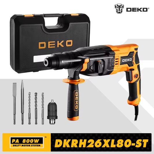 DEKO 220V Rotary Hammer Drill with BMC Box 600W-1000W Electric Hammer Impact Drill 6pcs Accessories
