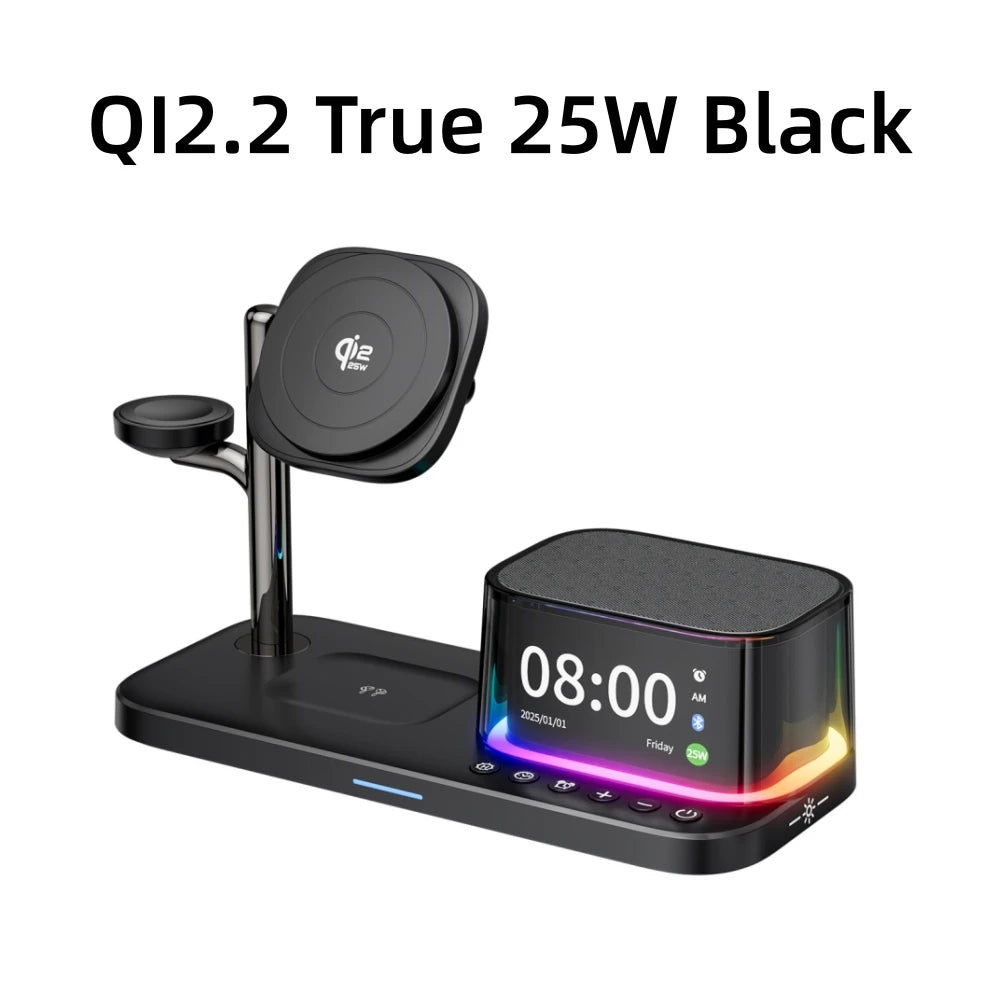 Magnetic 5 in 1 Qi2.2 25W Fast Wireless Charging Stand For Magsafe iPhone 17 16 Pro Max Apple & Galaxy Watch Galaxy S26 S25
