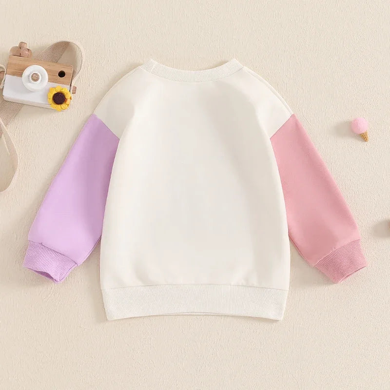 Kinder Sweatshirt Frühling Herbst Langarm Rundhals Bestickte Buchstaben Hoodie Pullover Kleidung für Jungen Mädchen