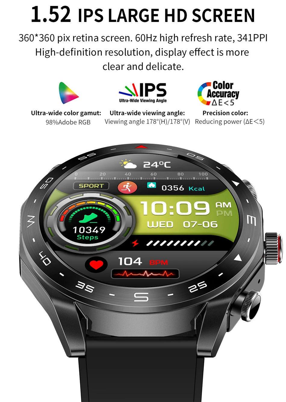 LIGE Avec écouteurs Bluetooth Casque Smartwatch Femme Moniteur d'activité Montre de sport Homme Étanche Montre intelligente Écran AMOLED