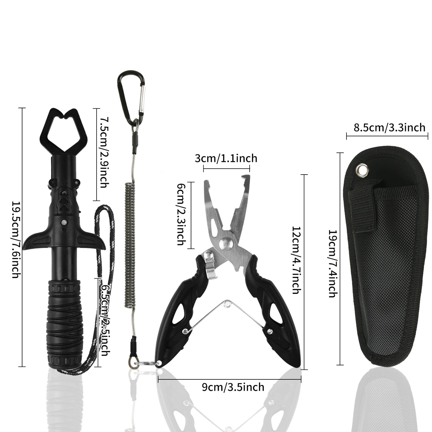 Angelwerkzeug-Set, Angelnetz mit Zange, Hakenlöser, Fischgreifer für Kajak, langlebig, zusammenklappbar, Angelzubehör, Männergeschenke