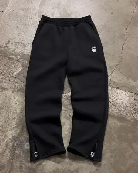 Retro Personalisierte Y2K Loose Straight Herren Trainingshose mit Bein-Reißverschluss Stickerei Hip Hop Harajuku Casual Herren Weite Hose