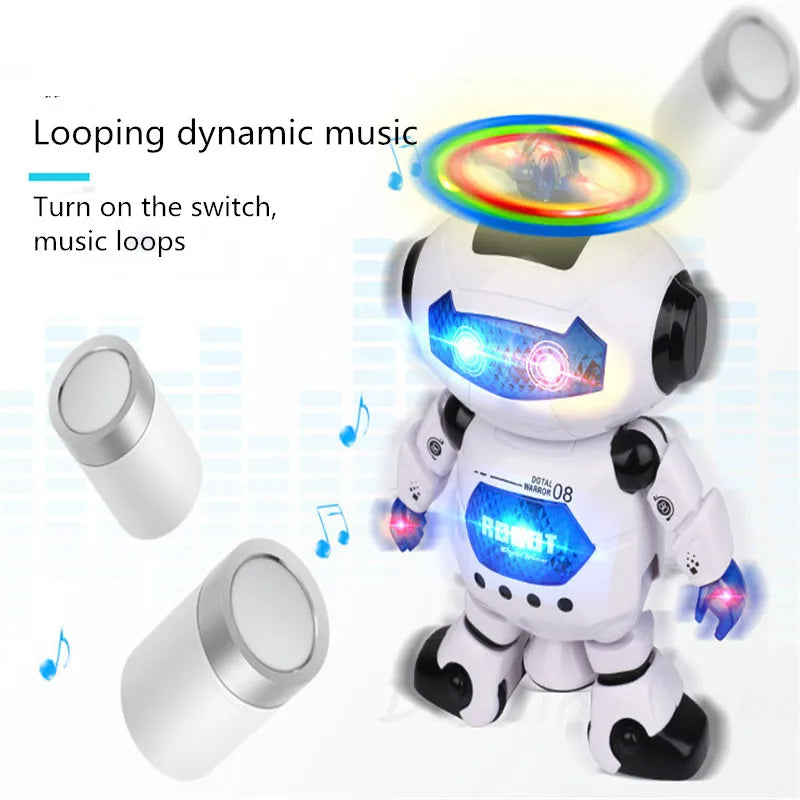 Jouets Robots Dansants Rotatifs pour Enfants avec Musique Lumière LED Jouets Électroniques Marcheurs pour Garçons Filles Cadeau d'Anniversaire Noël