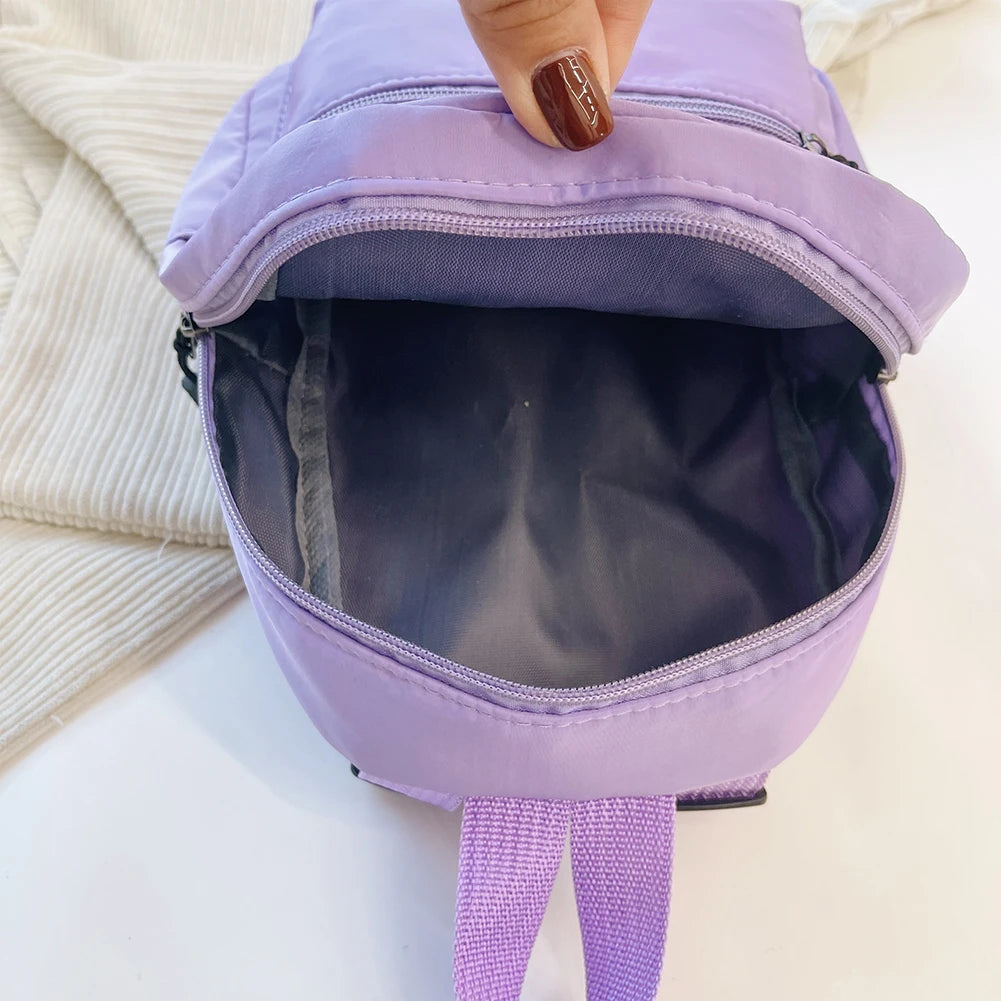 Fashion Uni-Farbe Rucksack Damen Nylon Ranzen Preppy Stil Mini-Rucksäcke