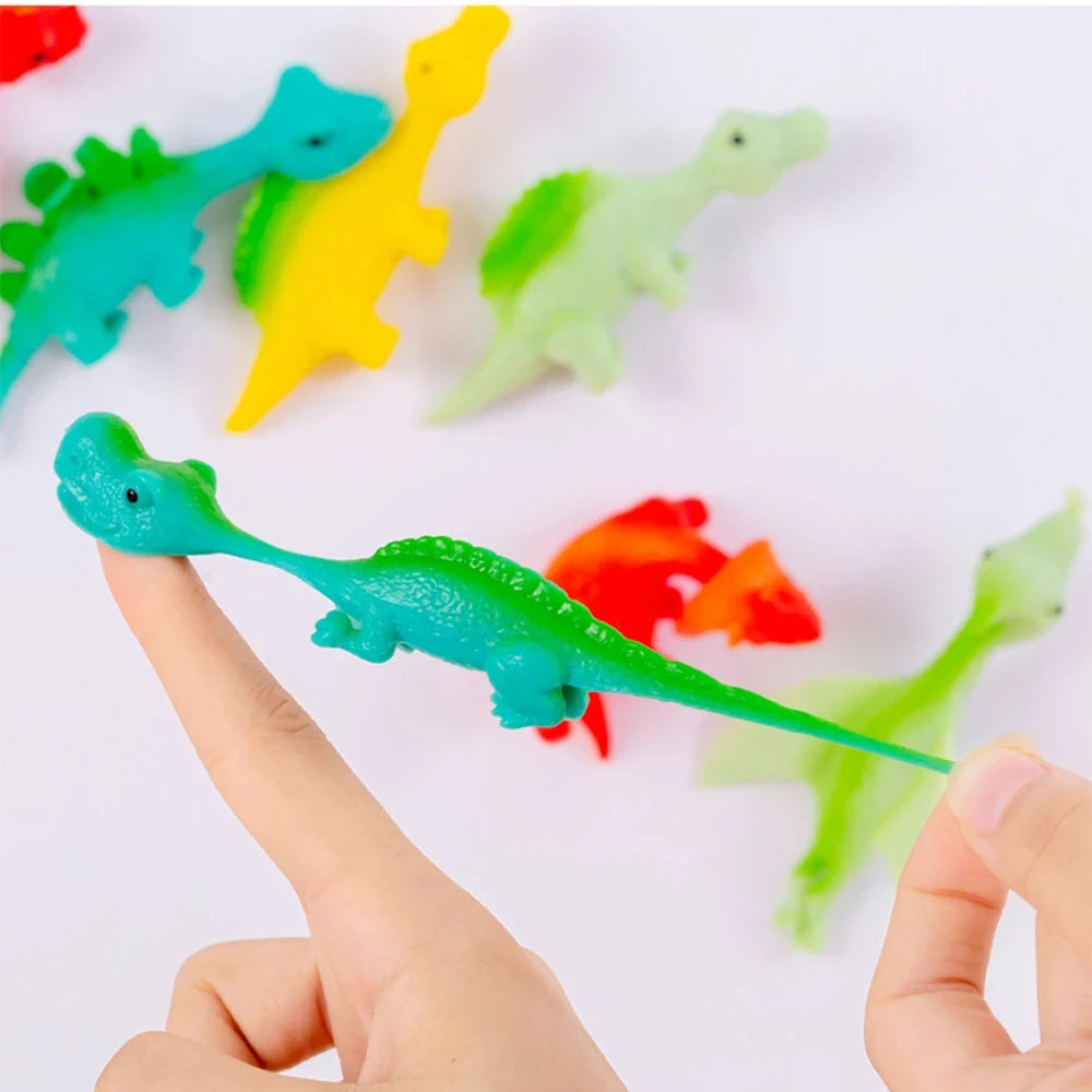 Lot de 10 Lance-Dinosaures Créatifs à Catapulte, Jouets Muraux Adhésifs pour Adultes et Enfants, Jouet Anti-Stress Lance-Dinosaures
