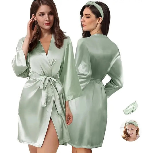 Mens Silk Satin Pajamas Sleepwear Robe Robes Bathrobe Nightgown S~3XL__For XMAS Gifts